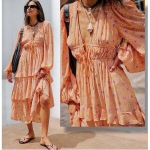Free People Dress Tried And True Tiered Maxi Dress S oversized